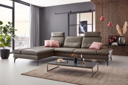 PN-IN23099 von Polinova - Ledersofa Ausführung links greystone