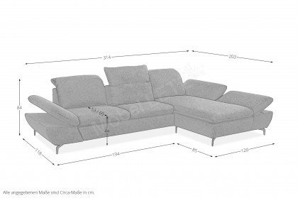 15254 Jazz Plus von Willi Schillig - Ecksofa Ausführung rechts blue