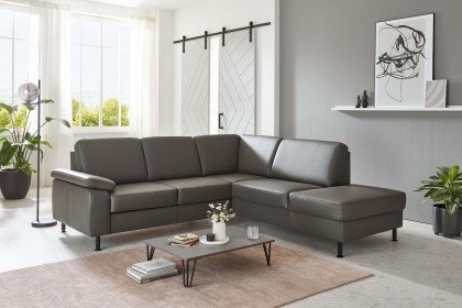 PN-EM15047 von Polinova - Ledersofa Variante rechts grau