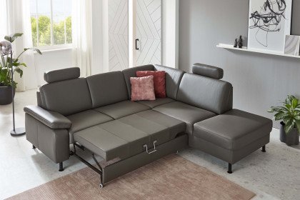 PN-EM15047 von Polinova - Ledersofa Variante rechts grau