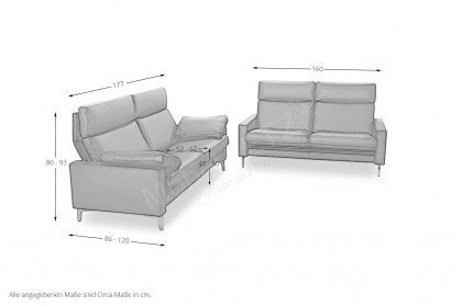 Bilbao von Erpo Polstermöbel - Leder-Ensemble black