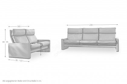 Manhattan-LE24 von Erpo Polstermöbel - Leder-Ensemble tabac