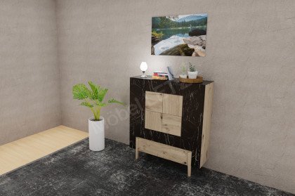 Vtektura living von Voglauer - Highboard in Wildeiche rustiko mit Glas in Firneis dark