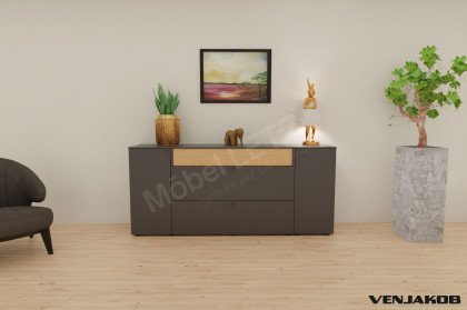 Lumea von Venjakob - Sideboard Lack anthrazit matt/ Eiche massiv