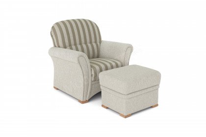 Prato von Schröno - Sessel mit Hocker beige gestreift