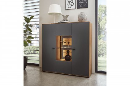 WM 2410 von Wöstmann - Highboard Wildeiche mit Glasausschnitt