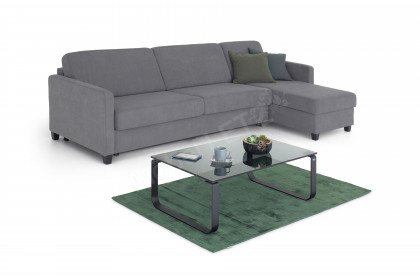 Boston-Sleep von Nehl - Schlafsofa mit Longchair in Silber