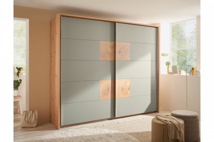 Simada von LIV'IN - Schwebetürenschrank 2-türig modern Eiche Artisan - salbei