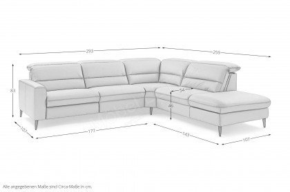 MR 1380 von Musterring - Ledersofa Variante rechts honey