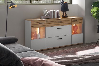 Quincy von set one by Musterring - Sideboard ZAMK02 lichtgrau/ Eiche