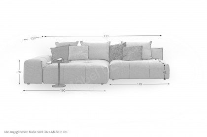 Palace-LE24 von designwerk - Eckgarnitur links silver