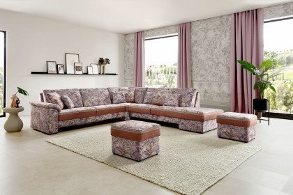 Bologna von Schröno - Ecksofa links lila gemustert