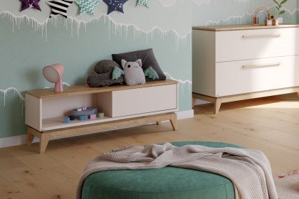 Stiene von Paidi - Lowboard mit Schiebetür creme - Eiche massiv