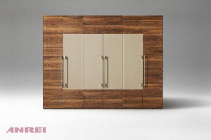 Tesso von ANREI - 6-türiger Kleiderschrank Astnuss natur geölt - 4 Türen mit Glas
