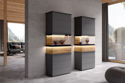 Jana von Musterring - Vitrine 710635 Lack graphit/ Eiche