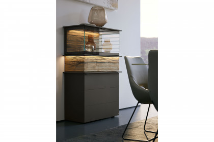 Jana von Musterring - Vitrine 710615 Lack graphit/ Eiche
