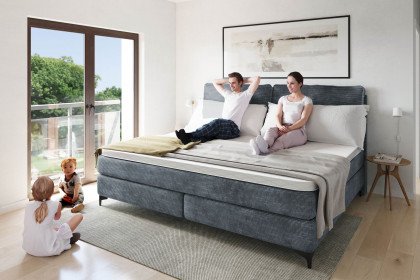 Systembett von Abrilux - Boxspring-Familienbett Relax blaugrau