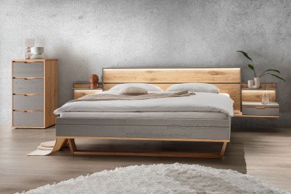 Alabama von Nature Living - Bett 140x200 cm grau - Wildeiche
