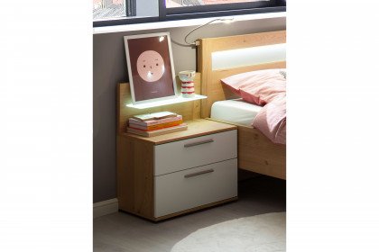 Multiline von SCHÖNER WOHNEN - Nachtschrank Balkeneiche/ Lack weiß