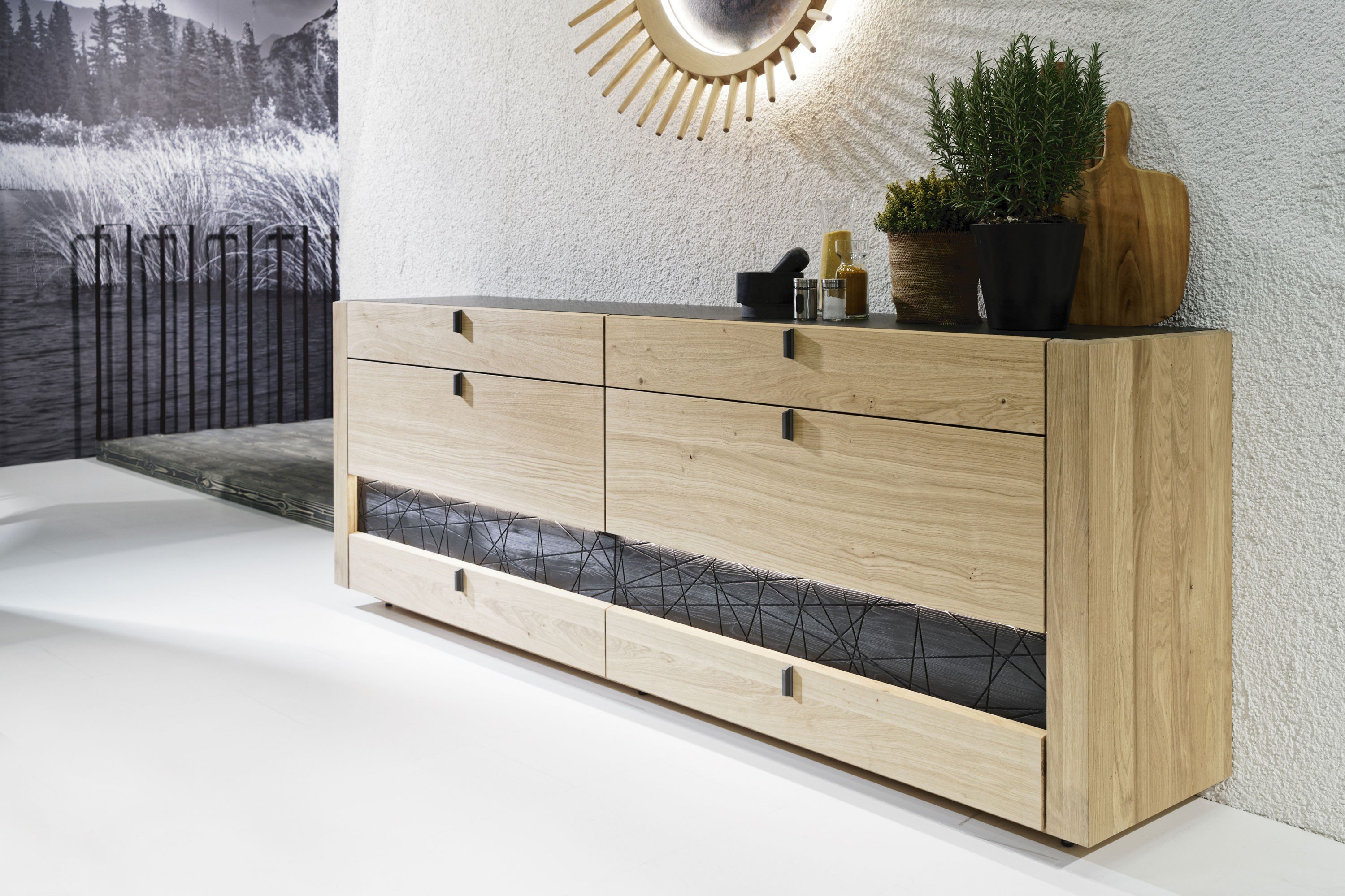 Voglauer Sideboard VAura living Eiche/ Lärche schwarz l