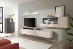 Pasadena von set one by Musterring - Wohnwand in Kaschmir und Marmor