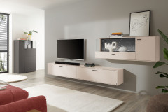Pasadena von set one by Musterring - Wohnwand in Kaschmir und Marmor
