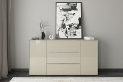 Reno-living von set one by Musterring - Couchtisch Glas taupe/ Metall graphit-schwarz