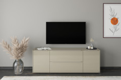 Reno-living von set one by Musterring - Couchtisch Glas taupe/ Metall graphit-schwarz