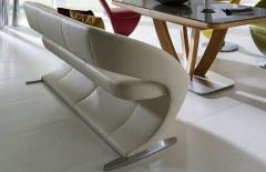 4130 Wave-dining von K+W Polstermöbel - Bank Leder weiß