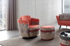 Livorno von Schröno - Polstersofa Ausführung rechts rot gemustert