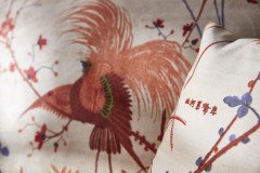 Opera-LE22 von Schröno - Ecksofa rechts orange-beige gemustert