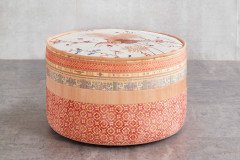 Opera-LE22 von Schröno - Ecksofa rechts orange-beige gemustert