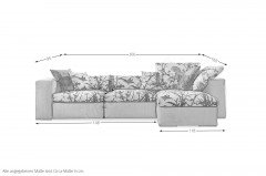 Opera-LE22 von Schröno - Ecksofa rechts orange-beige gemustert