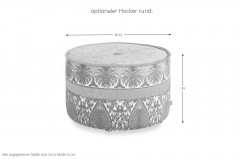 Opera-LE22 von Schröno - Ecksofa rechts orange-beige gemustert