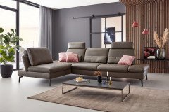 PN-IN23099 von Polinova - Ledersofa Ausführung links greystone
