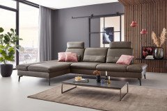 PN-IN23099 von Polinova - Ledersofa Ausführung links greystone