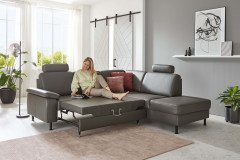 PN-EM15047 von Polinova - Ledersofa Variante rechts grau